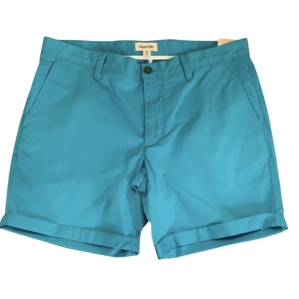 Open Edit Turquoise Men's Stretch Cotton Skinny Chino Shorts Sz 33‎ NWT